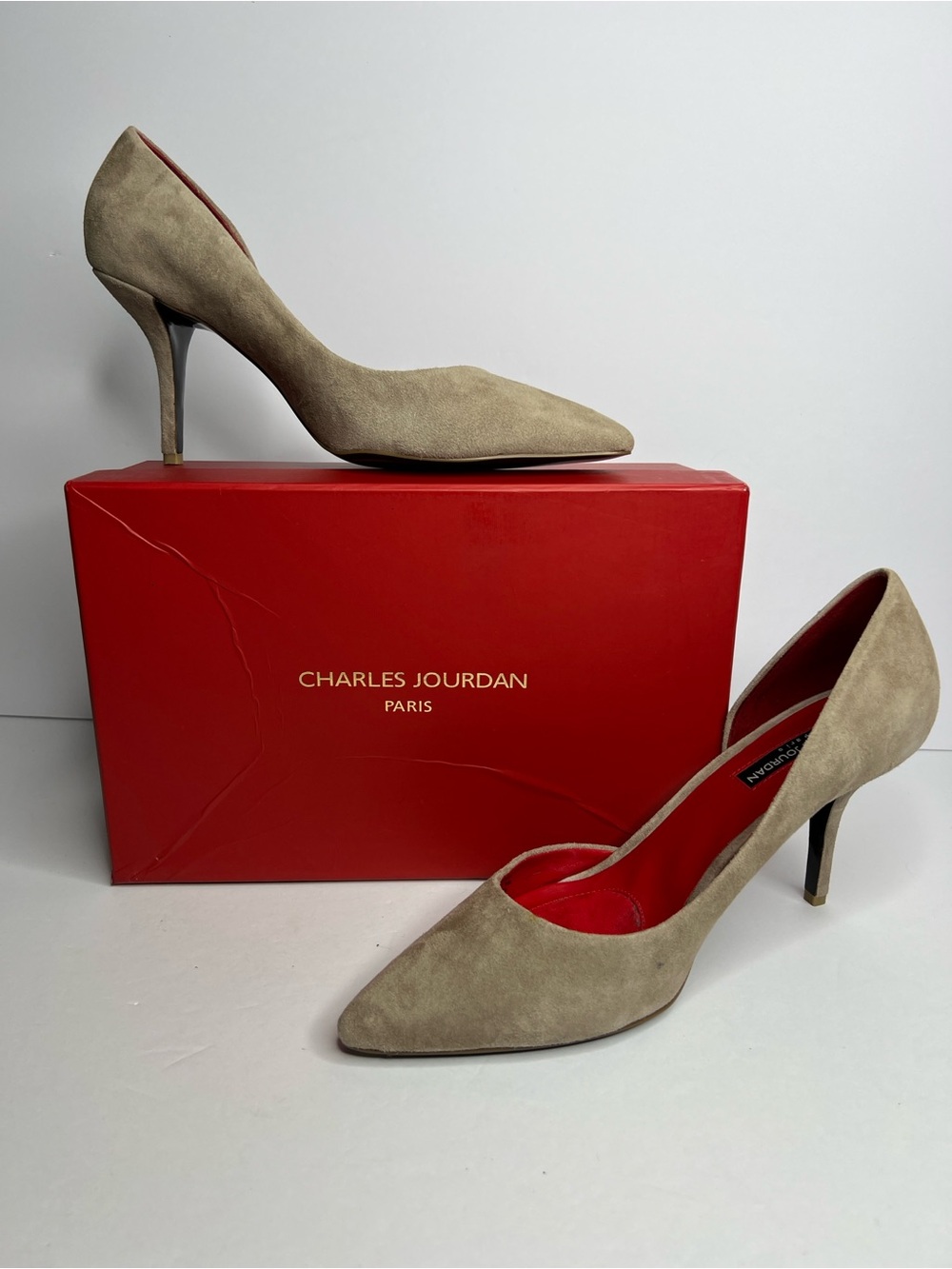 Charles Jourdan Teri Tan Suede Pointed Toe D'Orsay Pumps 10M C1443Fโ
